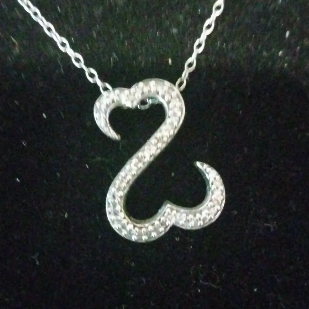 Vintage Sterling And Diamond Jane Seymour Open Heart Necklace.....16 Inches - Picture 1 of 2